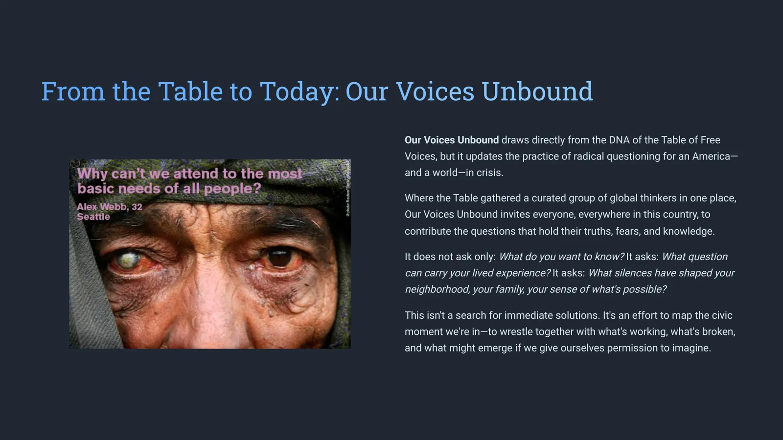 From the Table to Today — Our Voices Unbound