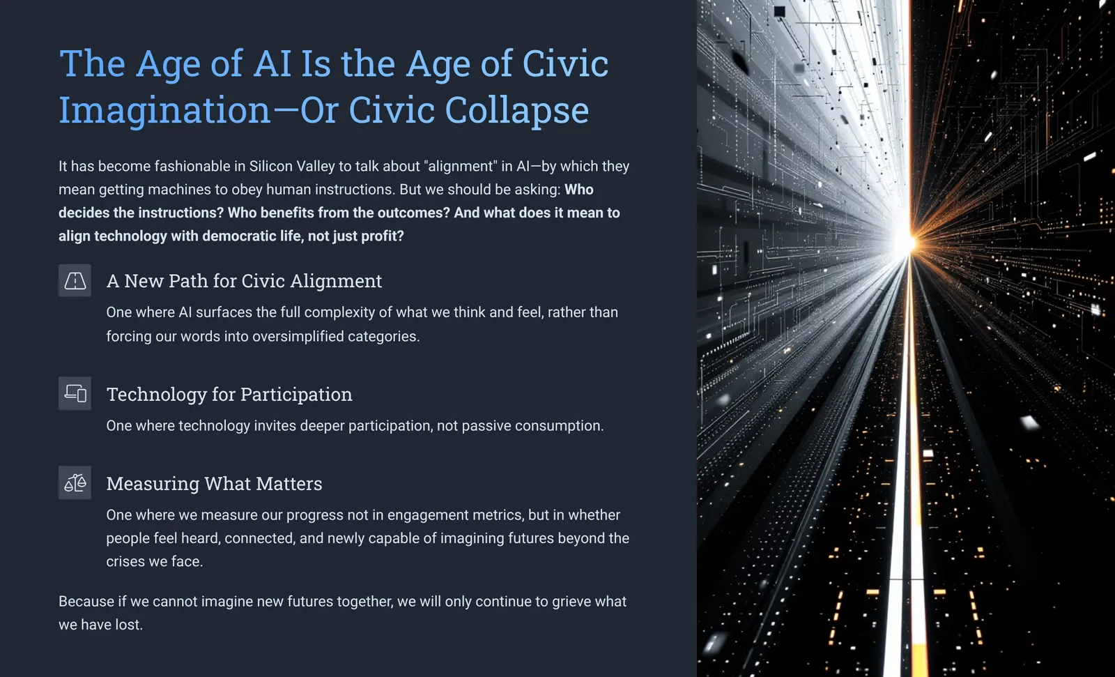The Age of AI Is the Age of Civic Imagination — Or Civic Collapse